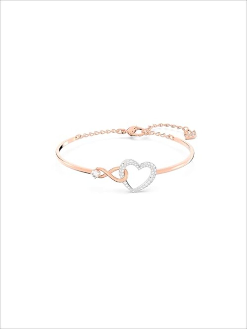 Swarovski Crystal Infinity Heart Bangle Bracelet Rose Gold Tone